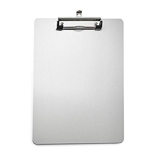 Porte-bloc A4 aluminium argenté avec pince et œillet de suspension 30,5x21,1 cm