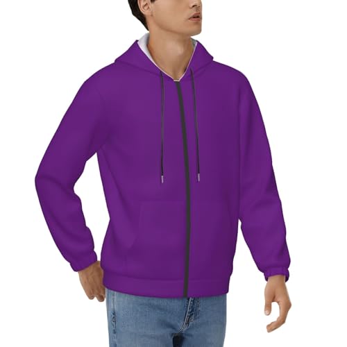 Purple Mens Hooded Pullover Zipper Hoodeds Sweatshirts with Pocket3
