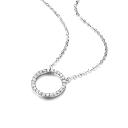 Agvana Circle of Light 0.4 Ct. Tw. Lab-Grown Diamond Eternity Circle Pendant Necklace in Sterling Silver (D-E Color, VS Clarity) Fine Jewelry for Women Anniversary Birthday Gifts for Her, 16-18" Chain3