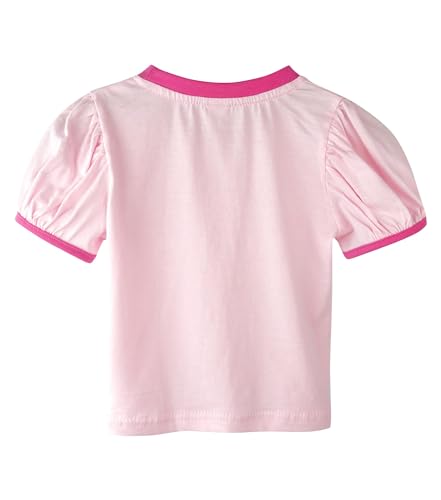 Toddler Little Girls Graphic Printed Floral Decoration Cotton Crewneck Summer Short Sleeved T-Shirt2