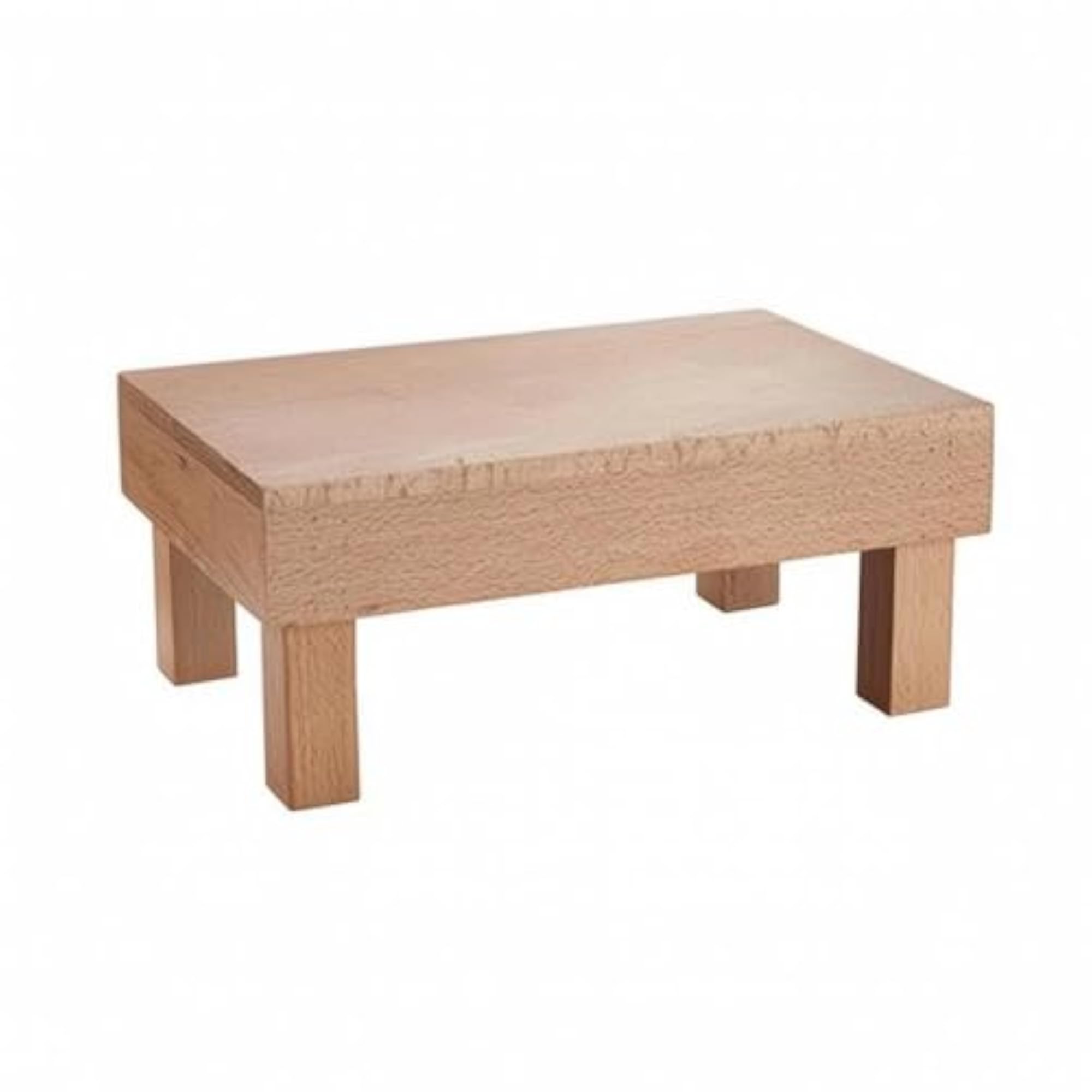 Rustic Wooden Display Stand Sturdy Block-Like Construction