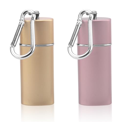 HENGBIRD Cendrier de Poche Portable Mini Cendriers de Voyage Anti Odeur Coupe-vent Cendriers avec Porte-clés pour Cigarettes (or et or rose)