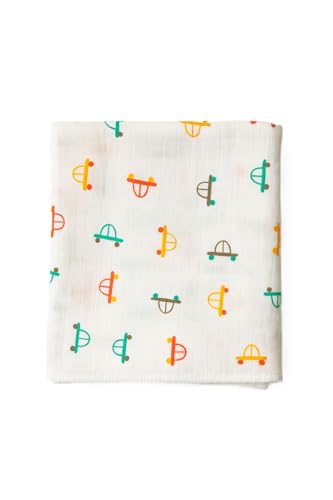 Image of Muslin Baby Bath Towel Cotton Super Soft Bathing Towels, Napkin for Newborn Single Layer Kids Boys and Girls (Pack of 4) White,Size 75 x 100 Cm, Multiprint on White
