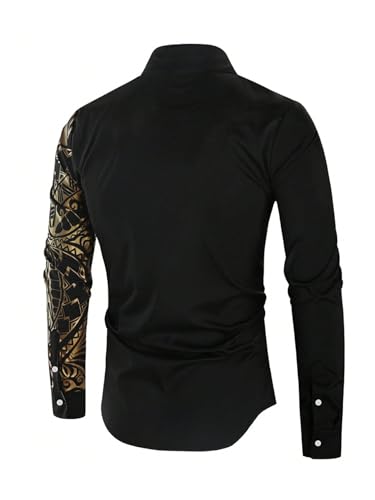 Men's Button Down Dress Shirts Graphic 70s Long Sleeve Vintage T Shirt Tops2