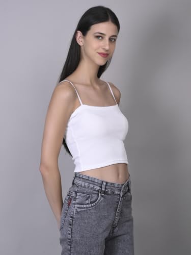 Image of SriSaras Women's Black & White Cotton Strechable Tank Tops /Crop Tops