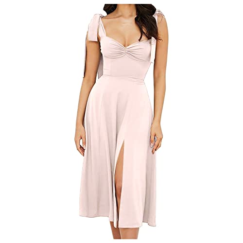 Robe sans manches à taille haute et laçage raffiné pour une élégance simple