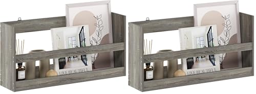 Image of Furinno Hermite Multipurpose Wall Mounting Storage Shelf, French Oak (Pack of 2)