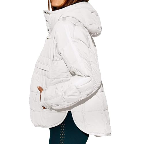 Cozy Chic: Women's White Quilted Puffer Jacket with Hood - Lightweight and Warm for All Seasons - Image 4