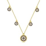 LXGGUC Gargantilla de Cadena de eslabones de Plata de Ley 925 con Forma de Luna y Mal de Ojo para Mujer, joyería Azul Elegante
