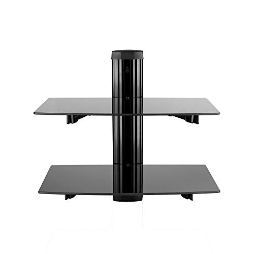 DV02 Multimedia Wandregal - stabiles Glasregal für DVD Bluray Player Media Konsole HIFI - 2 Ablagen aus Sicherheitsglas