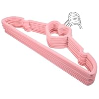 WHAMVOX 10 pcs Heart-shaped Anti-slip Plastic Clothes Hangers with Swivel Hooks for Coats Dresses Skirts Lightweight Space-saving Organizers in Pink