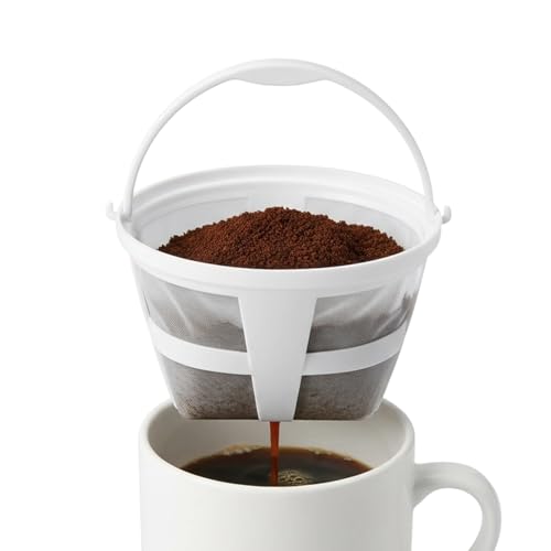 Filtro de café reutilizable – Filtro de malla lavable, cesta de filtro para de 6 a 8 tazas con asa | para cafetería hogar, cocina, té, bebidas filtradas
