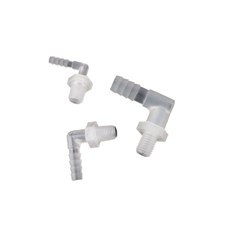 50 Uds 1/4,1/8 pulgadas hilo macho Pagoda codo conector exterior Dia3.9-11,1mm adaptador de tubo de manguera de plástico bomba de aire riego de tanque de peces(6.4mm-1/8)
