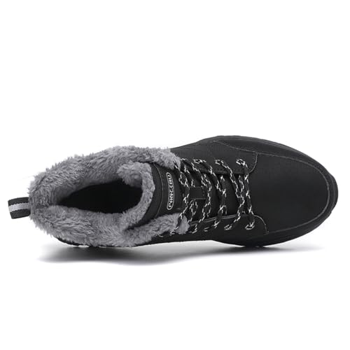 Veslexth Men's Snow Boots Lightweight Waterproof Winter Fur Lined Anti-slip Shoes Outdoor Hiking Non-Slip Booties4