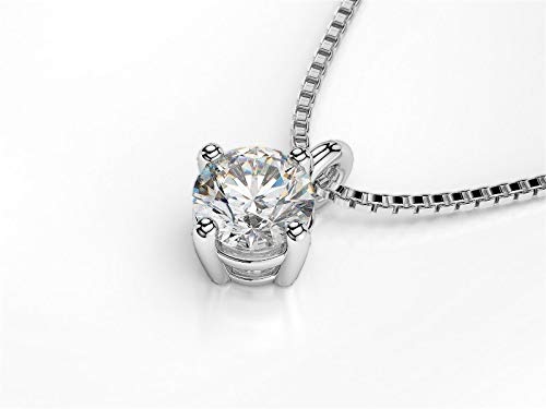 Colgante de oro blanco con diamante natural D VS1 0,70 quilates certificado