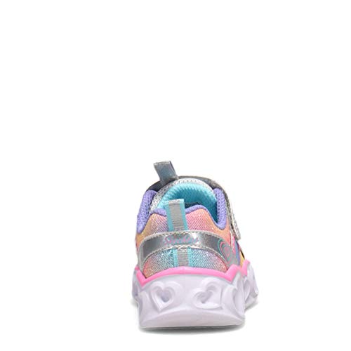 Skechers Heart Lights Rainbow LUX, Basket Fille, Argenté, 34 EU