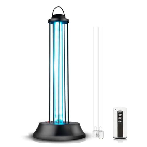 ZXW Lámpara de desinfección con ozono UV con Control Remoto, Lámpara de esterilización de 36W | Lámpara de eliminación de ácaros de 60W -Tres Engranajes temporizados Inicio retrasado