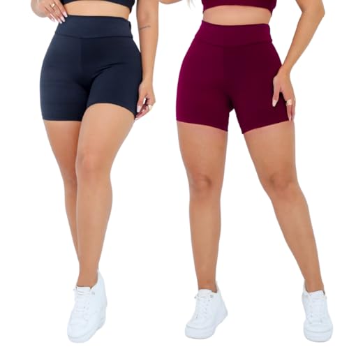 Kit 2 Shorts Femininos Suplex para Academia, Cintura Alta, Cores ...