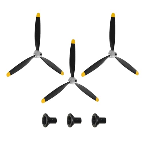 RCkuler 3PCS 3-Blade Propeller, Compatible with Volantexrc 4 Channel F4U Corsair (Wingspan 400mm and P47 Thunderbolt RC Plane, Replacement Nose Cone Kit Props, with Savers and Adapters