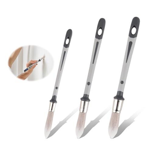 Lot de 3 pinceaux de peinture pour murs, fenêtres, murs, bordures - Pinceaux pointus synthétiques - Pour coins étroits - Décoration de plinthes murales - Outils de retouche