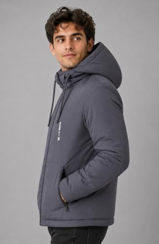 Image of SANE Men's Hooded Puffer Jacket, Quilted Winter Coat, Warm and Lightweight, Detatchable Cap