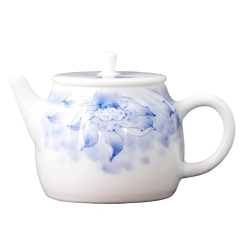 Tetera de cerámica de loto pintada a mano con tapa para juego de té de Kung Fu individual 2