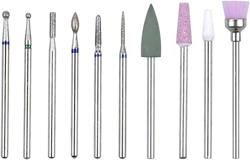 NAILWIND Nail Drill Bits Set Cuticle Tools, Electric Nail Drill Bits Kit 3/32",Nail Drill Machine for Nail Bits, Nail Polishing Clear and Care (SILVER, 10- PCS) - Image 2