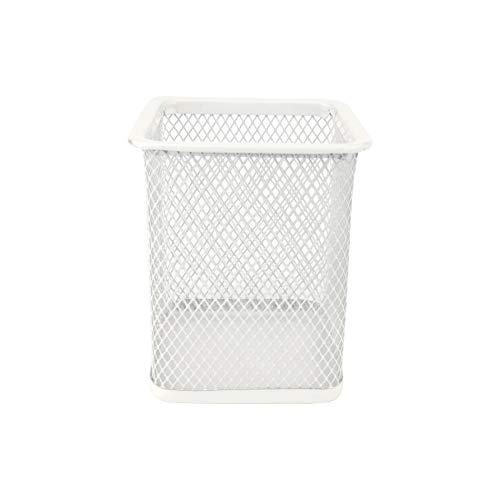 D.RECT Portalápices cuadrado de metal | Portalápices cubo de metal | Malla multifunción vaso para bolígrafos de colores nacarados