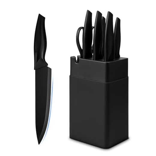 Kitchen Knife Set with Knife Block,7-Piece Kitchen Knife Block Set