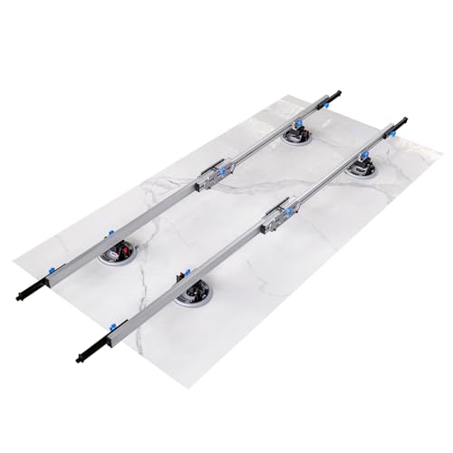 Raizi CarriX™ Sistema de elevación para azulejos de gran formato con rieles telescópicos ajustables 1340-2400mm, con 4 ventosas manuales de silicona blanca de 200mm