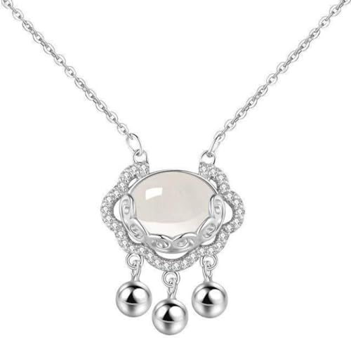 Collier Chalcédoine Blanche cadeau idéal pour femme avec pendentif symbole de bonheur
