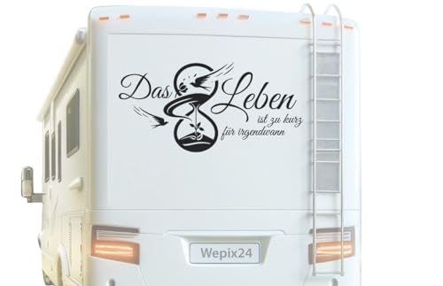Das Leben | Wohnmobile Wohnwagen Aufkleber | Camping Urlaub Auto & Mehr - Selbstklebend - Wandtattoo | Spruchaufkleber | UV Beständig | Waschanlagenfest