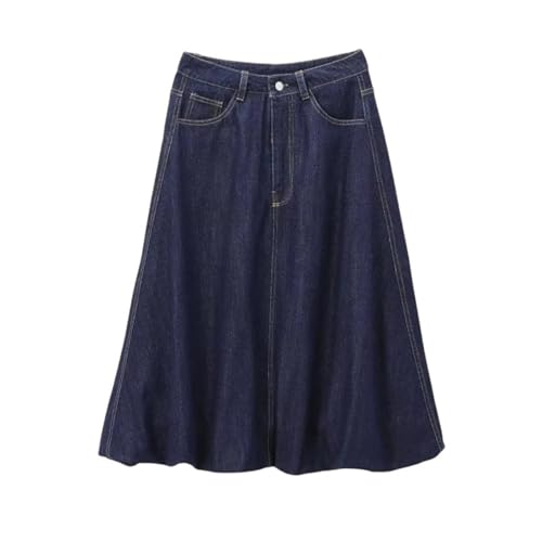 Womens Casual A-Line Midi Skirt Retro Loose High Waisted Denim Skirt Comfortable Daily Wear