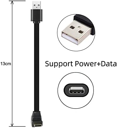 NFHK 13cm USB 2.0 Type-A Male to USB-C Type-C Up Down Angled 90 Degree Data Flat Slim FPC Cable for FPV & Disk & Phone