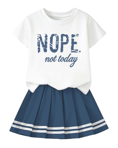 Image of Betusline Girls Skirt Set, Printed T-Shirt & Pleated Skirt, 4-14Y