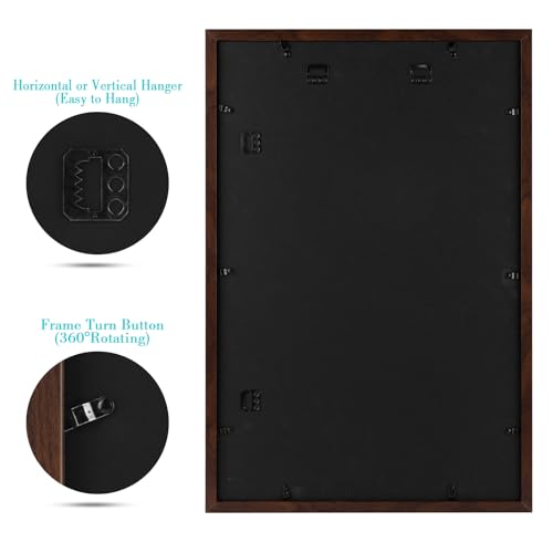 Image of Frametory, 16X24 Picture Frame Display 12X18 with Mat or Without Mat, Horizontal or Vertical Wall Poster Frame with High Definition Glass, Wide Molding, Perfect for Home Decorate (Brown, 3 Pack)