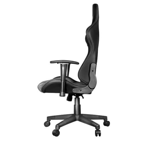 Image of Galax GC-04 Black Ergonomic Gaming Chair with Premium Fabric & PVC Leather with Adjustable Back Angle & Lumbar Pillow, 2D Adjustable Armrest & Strong Nylon Base