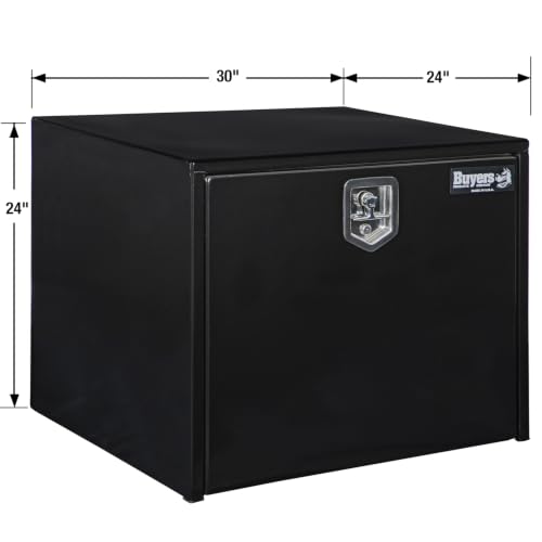 Image of Buyers Products 1704303 Black Steel Underbody Truck Tool Box, 24x24x30 Inch | Truck Bed & Underbelly RV Storage Box, Locking T-Latch, Weather-Resistant, Heavy-Duty Flatbed Job Box, Made in USA