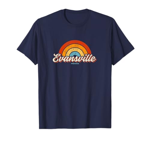Evansville Indiana IN Vintage Rainbow Retro 70s T-Shirt