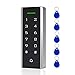 Door Access Control System, 125KHz Proximity ID Card Access Control Keypad Support 1000 Users ID Card Reader Digital Keypad + 5PCS Keychains for Entry Access Controller Gate Opener