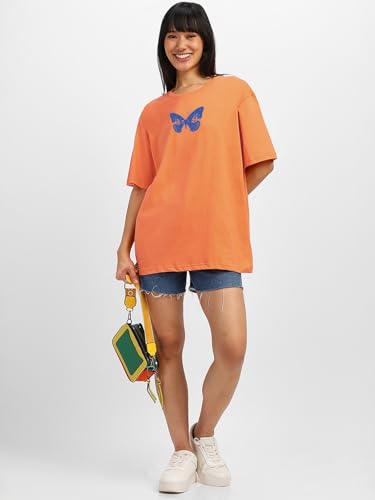 Image of JUNEBERRY 100% Pure Cotton, Pack of 2,Round Neck, Oversized Loose,Drop Shoulder,Graphic Printed, Half Sleeve T-Shirts for Women & Girls, in Different Colors, with Sizes Range from S to 2XL.