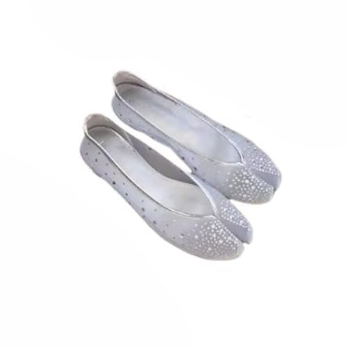 Women's Cute Tabi Shoes Mesh Slip-On Flats Sparkle Hidden Lift Split-Toe Comfort Dressy Shoes Everyday Wear Summer