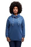 Ulla Popken Damen, Stehkragen, Taschen, Raglan-Langarm Sweatshirts, Denimblau, 62-64