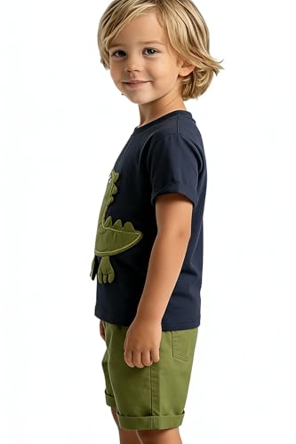 Image of Boys Clothes Adorable Cartoon Dino T-Shirt Set