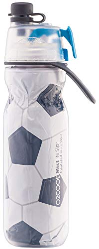 O2COOL HMLDP07 Insulated Water Bottle, Mist 'N Sip Sports Series, 20 Ounce, Soccer