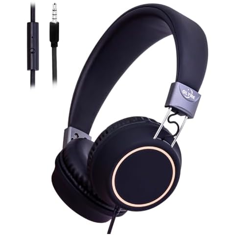 Olyre Kids Foldable Headphones with Microphone Cover