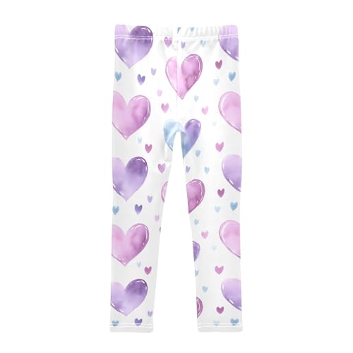 Big Purple Hearts Girls Leggings Athletic Pants Tights Stretch Bottom2