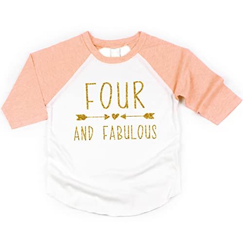 Bump and Beyond Designs Girl Fourth Birthday Shirt Four and Fabulous Shirt