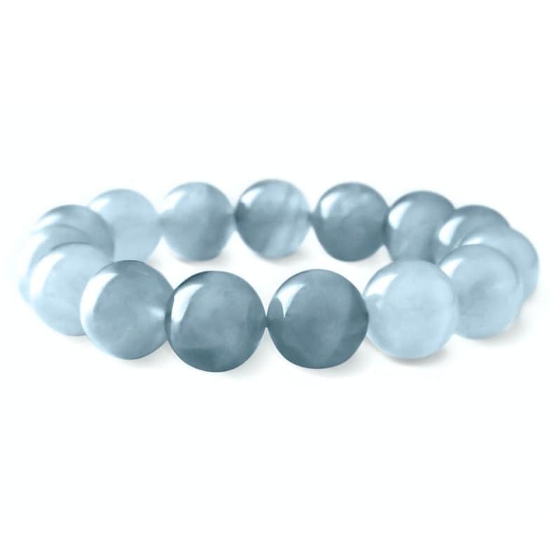 Bracelet perles aigue-marine 10mm bracelet extensible en cristal mixte - 2
