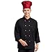 Dooxii Unisexe Homme Femme Automne Manches Longues Veste de Cuisine Hôtels Restaurants Professionnel Cuisson au Four Uniforme Veste de Cuisinier